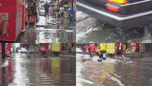 城中村下雨污水脏乱差环境高清在线视频素材下载