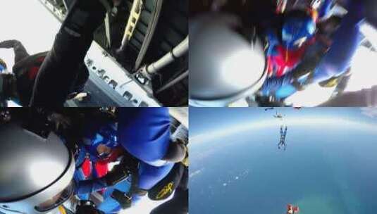 跳伞运动员跳下飞机高清在线视频素材下载