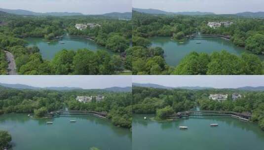 航拍杭州西湖浴鹄湾风光高清在线视频素材下载