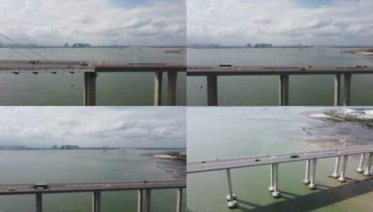 城市宣传航拍气势恢宏湛江海湾大桥高清在线视频素材下载