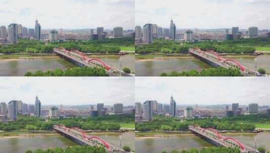 200617义乌城市风景义乌宾王大桥航拍2高清在线视频素材下载
