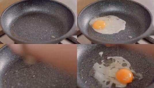 煎鸡蛋 不粘锅 鸡蛋 早餐 溏心蛋高清在线视频素材下载