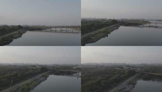 洛阳龙门龙门石窟伊河古街古建筑航拍高清在线视频素材下载