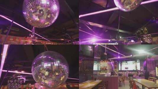 音乐餐厅的霓虹环境镜面球高清在线视频素材下载