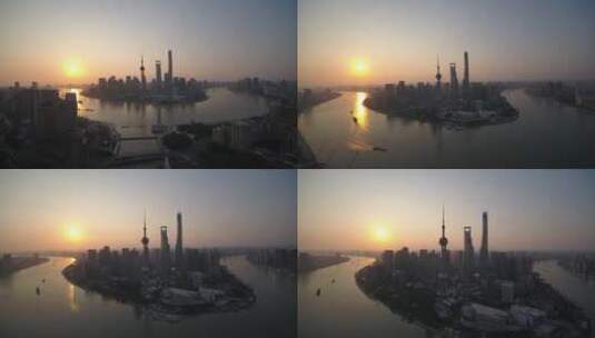 上海外滩陆家嘴日出0056高清在线视频素材下载
