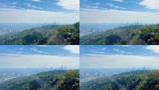 白云山顶观望广州市区高清在线视频素材下载