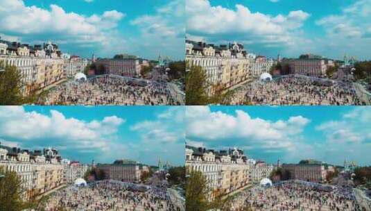 乌克兰基辅的城市广场延时摄影高清在线视频素材下载