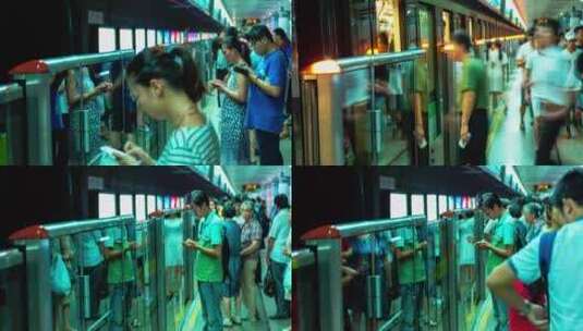上海地铁人流延时摄影高清在线视频素材下载