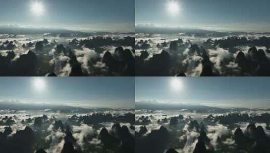 广西桂林喀斯特山脉云海日出航拍高清在线视频素材下载