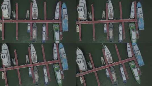 航拍停泊在码头的船高清在线视频素材下载