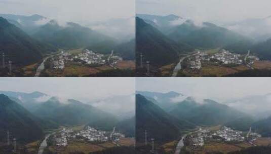 景德镇瑶里航拍最美乡村云海清晨2高清在线视频素材下载