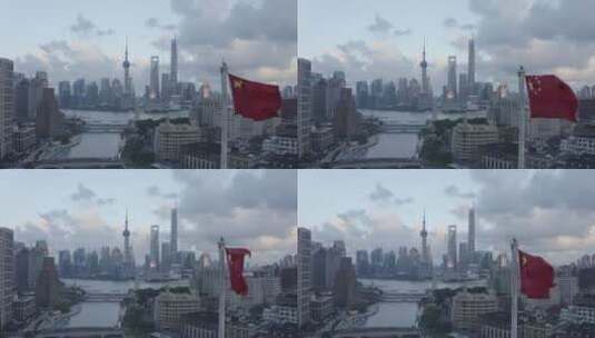 【4K-Dlog】上海乍浦路桥外滩陆家嘴台风云高清在线视频素材下载