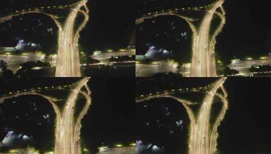 4K重庆北碚高速路夜景车流航拍延时高清在线视频素材下载
