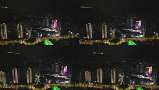 重庆云阳城市夜景航拍高清在线视频素材下载