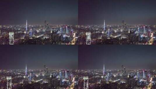 航拍广州天河城市天际线晚上风景高清在线视频素材下载