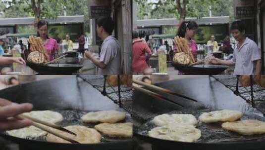武汉过早油饼油条实拍高清在线视频素材下载