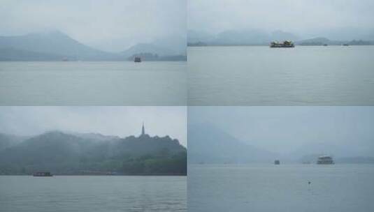 杭州西湖烟雨江南雨天4K视频合集高清在线视频素材下载