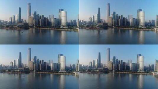 航拍珠江沿岸城市建筑4k视频素材高清在线视频素材下载