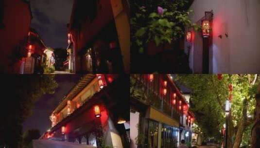 杭州大兜路历史街区夜景4K视频素材高清在线视频素材下载