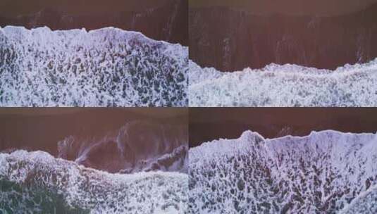 海浪冲刷海岸线大海洋泡沫大气片头片尾高清在线视频素材下载