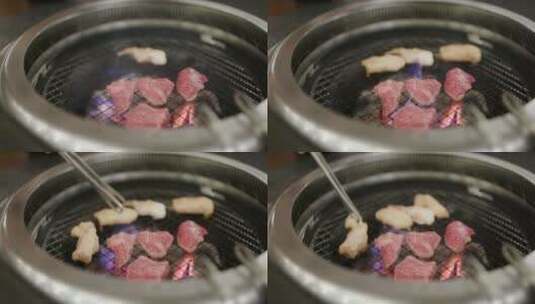 韩国烤肉、韩国烤肉、韩国烤肉餐厅高清在线视频素材下载