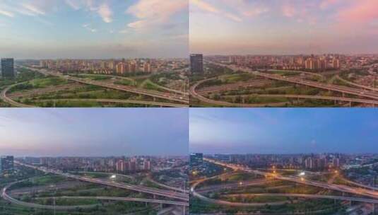 北京远通立交桥车流日转夜下摇镜头延时摄影高清在线视频素材下载