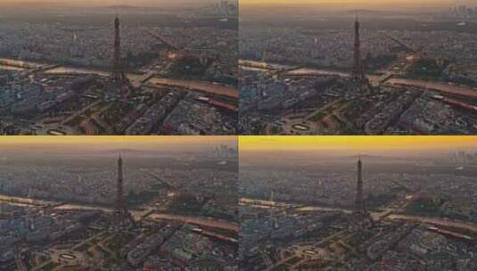 航拍巴黎埃菲尔铁塔高清在线视频素材下载