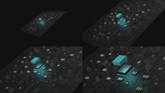 人工智能5G计算机芯片三维渲染动画高清在线视频素材下载