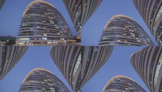 北京望京SOHO商务区实拍4K夜景视频素材高清在线视频素材下载