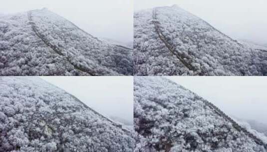 长城春雪雪景冬季的长城中国古建高清在线视频素材下载