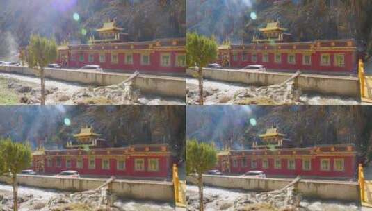 青海 玉树 文成公主庙 古建筑 寺院高清在线视频素材下载