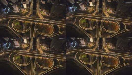 高架桥立交桥夜景航拍高清在线视频素材下载