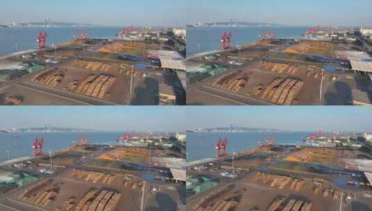 航拍漳州港港口招商局码头散货码头作业区高清在线视频素材下载