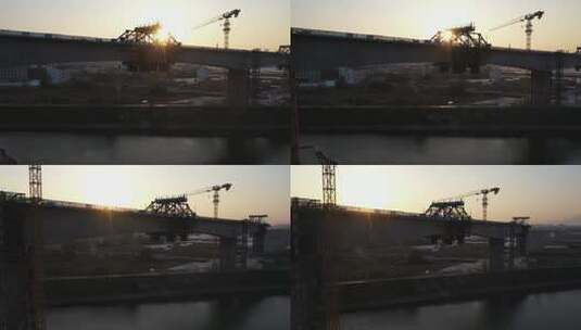航拍建设中的杭温高铁高清在线视频素材下载