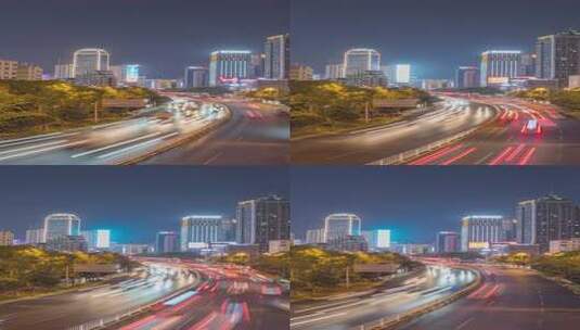 湖南长沙交通车流夜景延时摄影高清在线视频素材下载