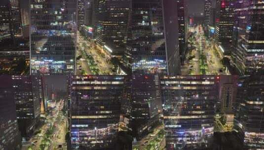 4K深圳福田区CBD城市夜景航拍高清在线视频素材下载