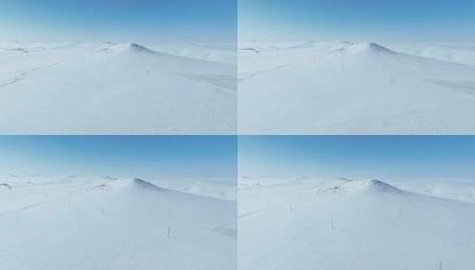 内蒙古呼伦贝尔雪原自然风光航拍高清在线视频素材下载