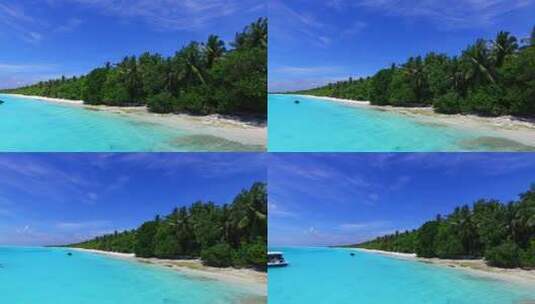 实拍蓝色海洋和岸边的丛林高清在线视频素材下载