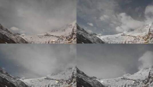 延时：瑞士瓦莱州萨斯费雪山上快速移动的云层高清在线视频素材下载