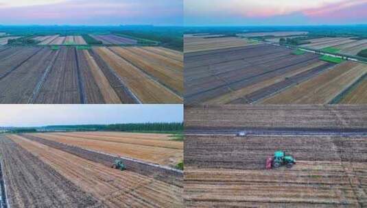 拖拉机耕地 现代农业机械化耕地合集高清在线视频素材下载