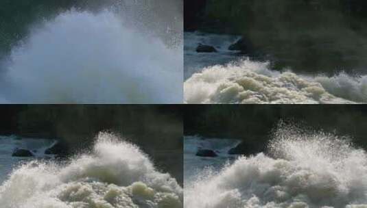 湍急汹涌河流浪花高清在线视频素材下载
