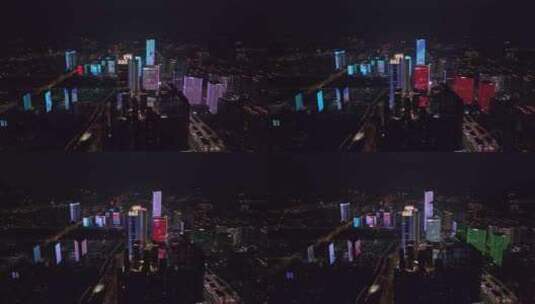 航拍杭州未来科技城夜景高清在线视频素材下载