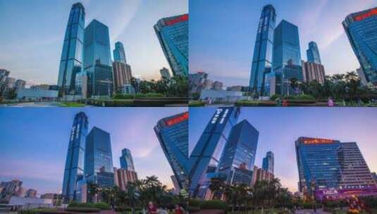 湖南长沙世茂广场与雕像夕阳景点延时摄影高清在线视频素材下载