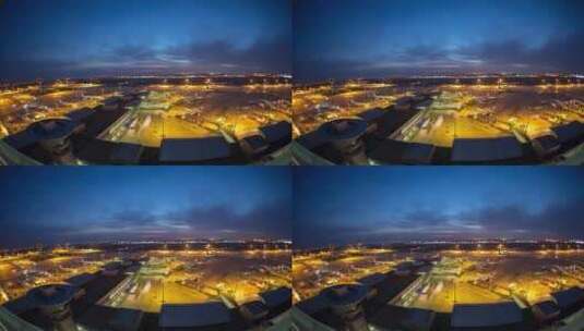 傍晚机场景象的延时摄像高清在线视频素材下载