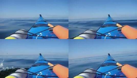 皮划艇在海面上滑行高清在线视频素材下载