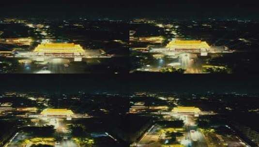 河北开封城市夜景灯光竖屏航拍高清在线视频素材下载