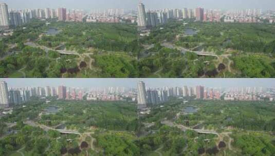 邯郸赵苑公园4A景区航拍高清在线视频素材下载