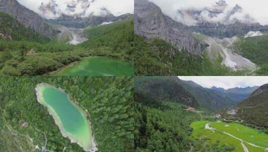 甘孜州稻城亚丁航拍川西自然美景雪山风光高清在线视频素材下载