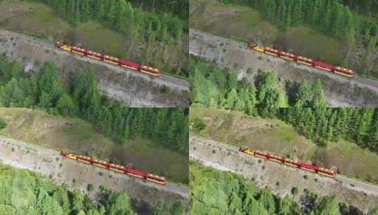 航拍森林小火车旅游列车高清在线视频素材下载