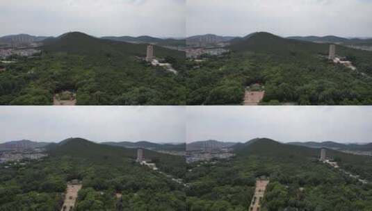 江苏徐州淮海战役纪念馆纪念碑航拍高清在线视频素材下载